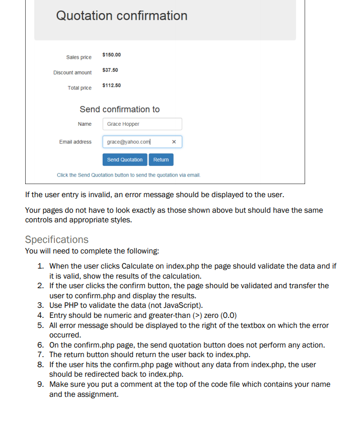 will create a simple web application. Consider the example pages calculate and