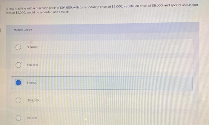 pls help asap!!! A new machine with a purchase price of $94,000,