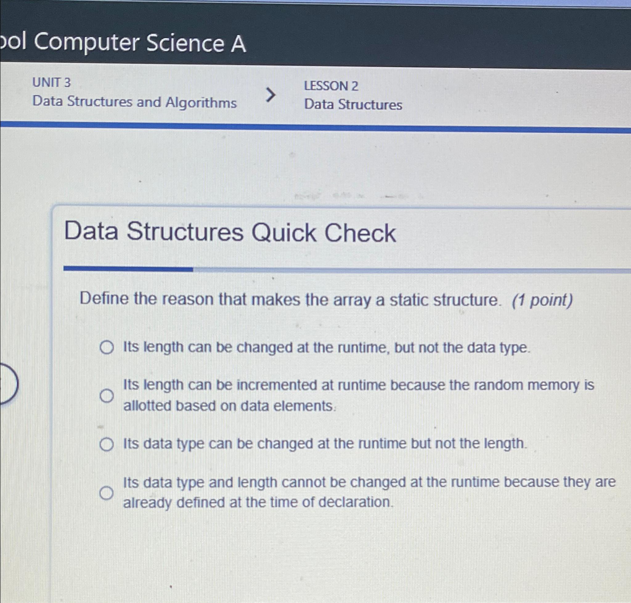  ool Computer Science A UNIT 3 LESSON 2 Data Structures and