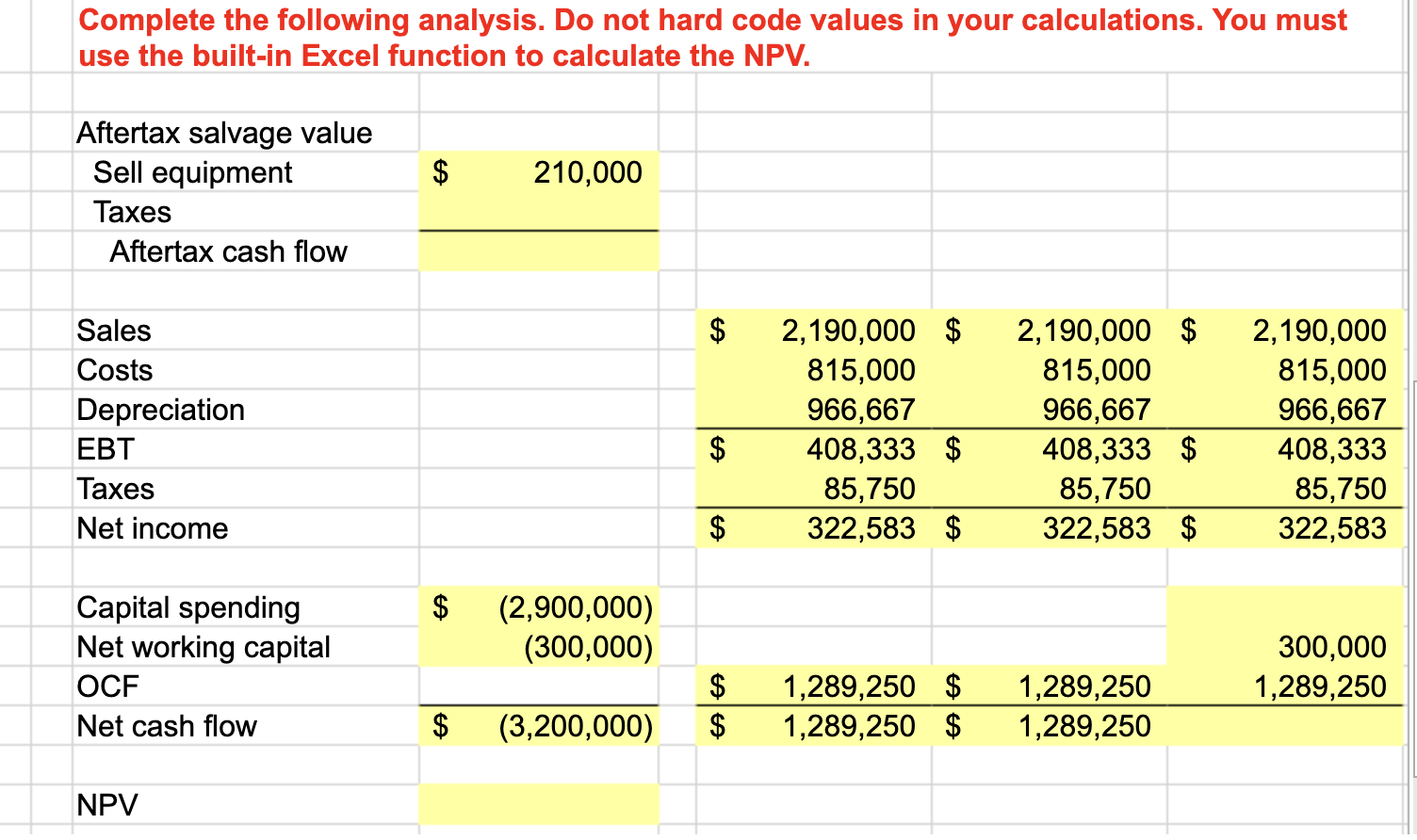 an initial fixed asset investment of $2.9 million. The fixed asset will