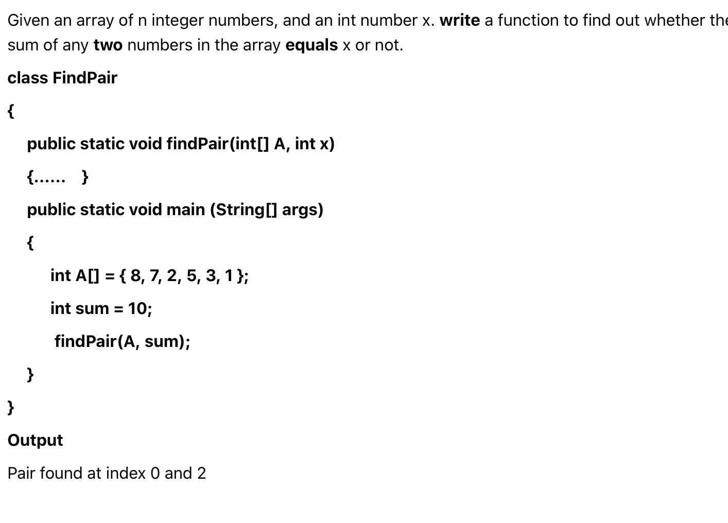  Given an array of n integer numbers, and an int number