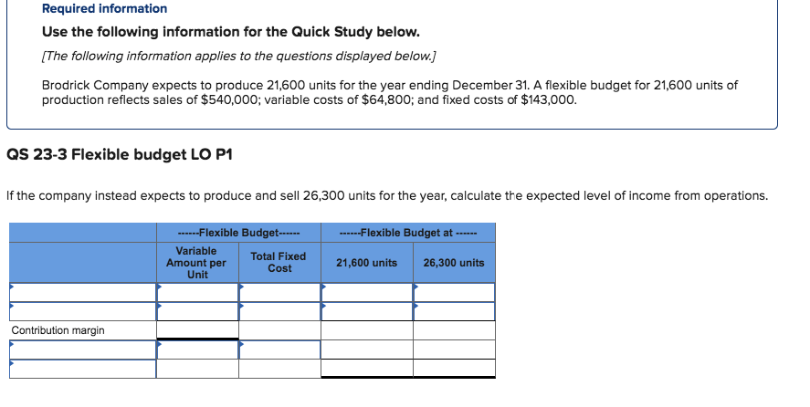Required information Use the following information for the Quick Study below.