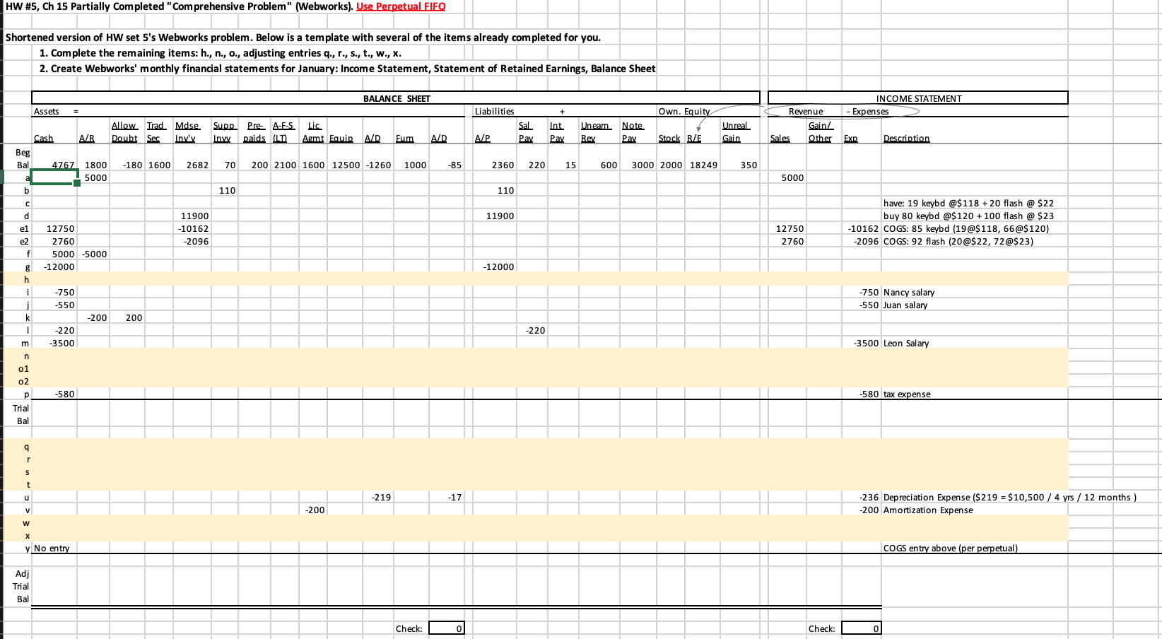 "Comprehensive Problem" (Webworks) Skip part B (T-accounts are part Debits & Credits...