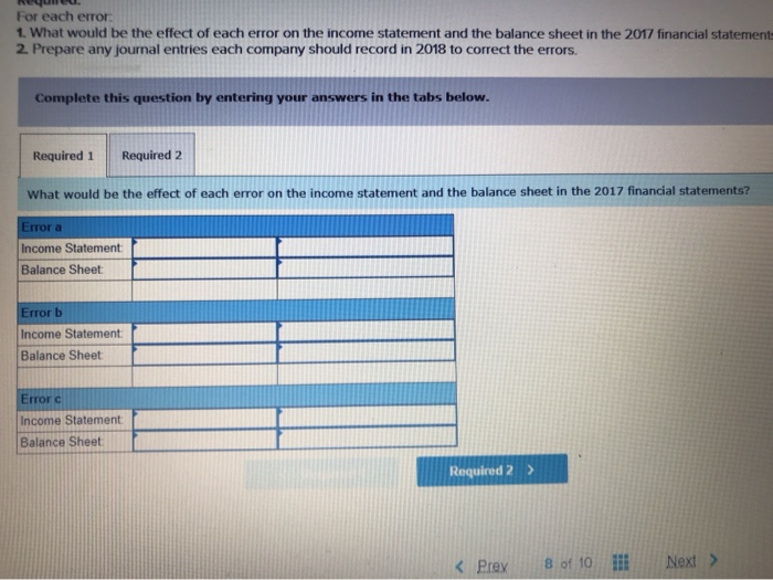 and unrelated errors. a. On December 31, 2017. Wolfe-Bache Corporation failed to