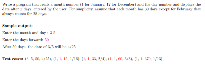 in c code Write a program that reads a month number (1