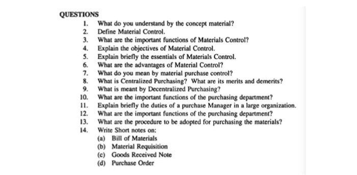  What do you understand by the concept material? 2. Define Material