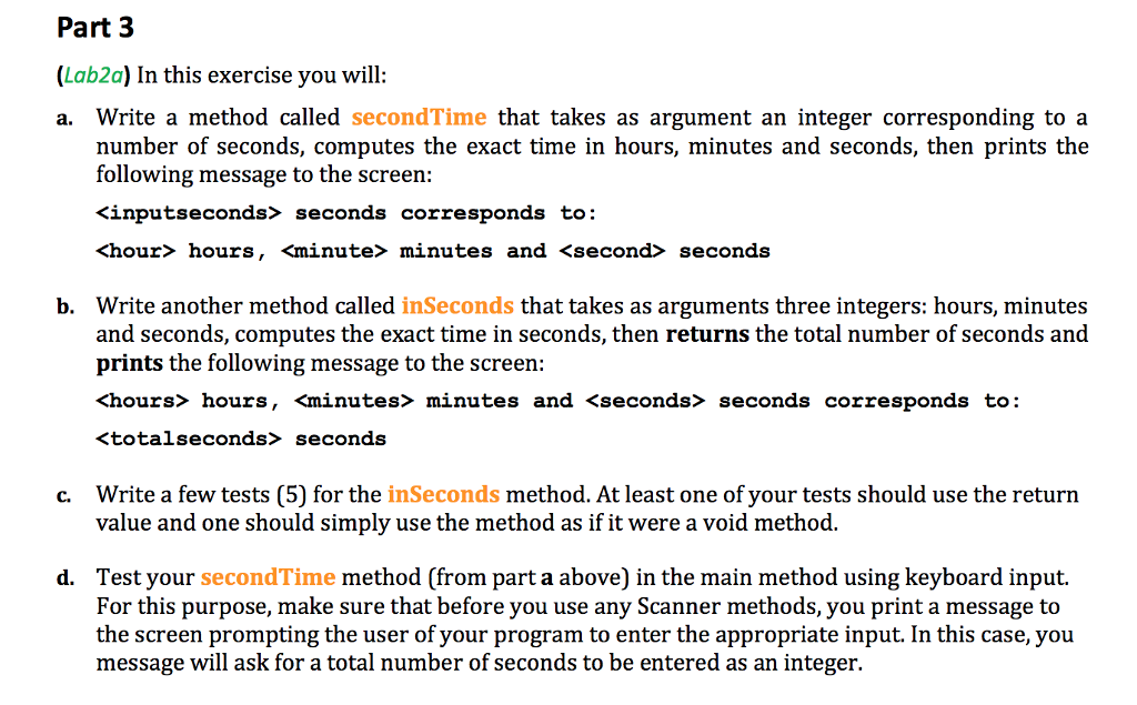  Part 3 (Lab2a) In this exercise you will: a. Write a
