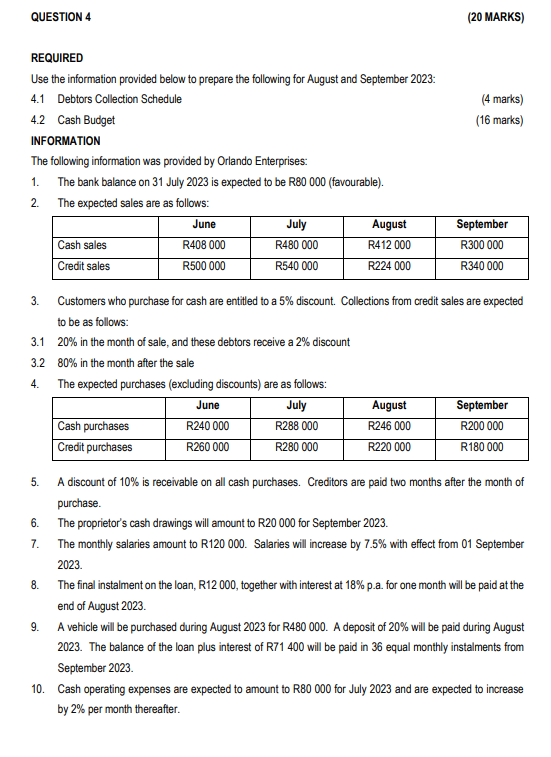  REQUIRED Use the information provided below to prepare the following for