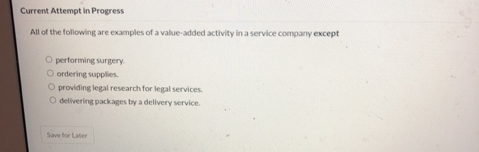  Current Attempt in Progress All of the following are examples of