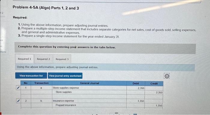 income statements; computing gross margin, acidtest, and current ratios LO A1, P3,