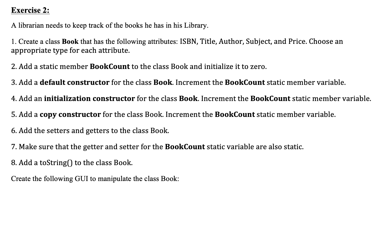  Exception handling (try-catch and throw) + Classes + static members +