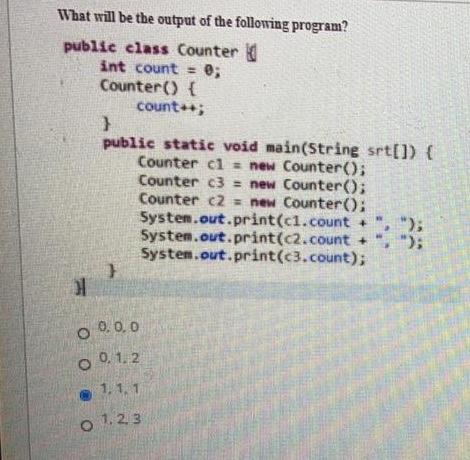 What is the output of the following program? public class at static/