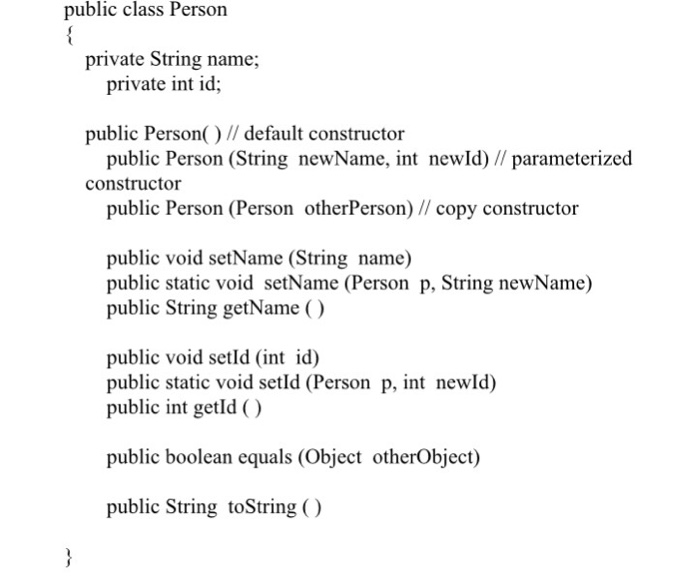 Student from the class Person (implemented in programming assignment#1). A Student object