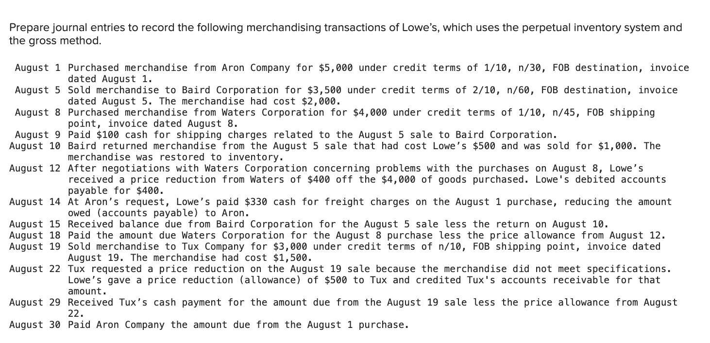  Please help with August 15-August 30th journal entries. 