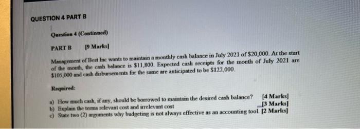 Inc submitted the following sales forecast for the following months March 2021