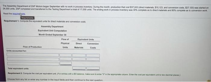 the Testing Department. 5. Post all of the transactions in the Work