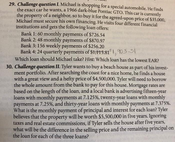 need help on #29 and 30 29. Challenge question I. Michael is