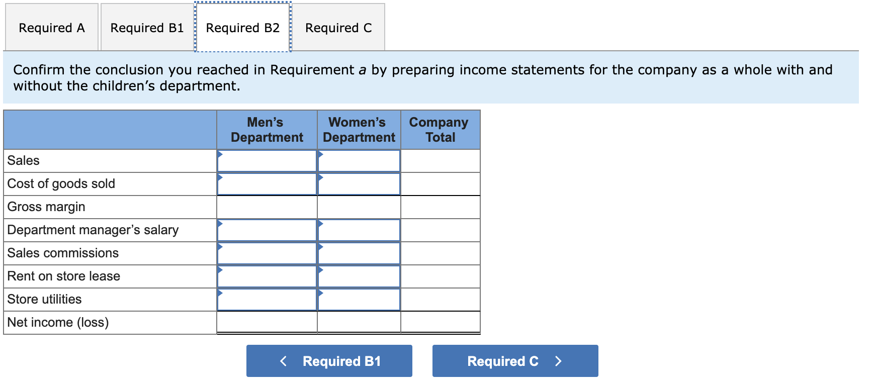 boots. For each type of boot sold, it operates a separate department