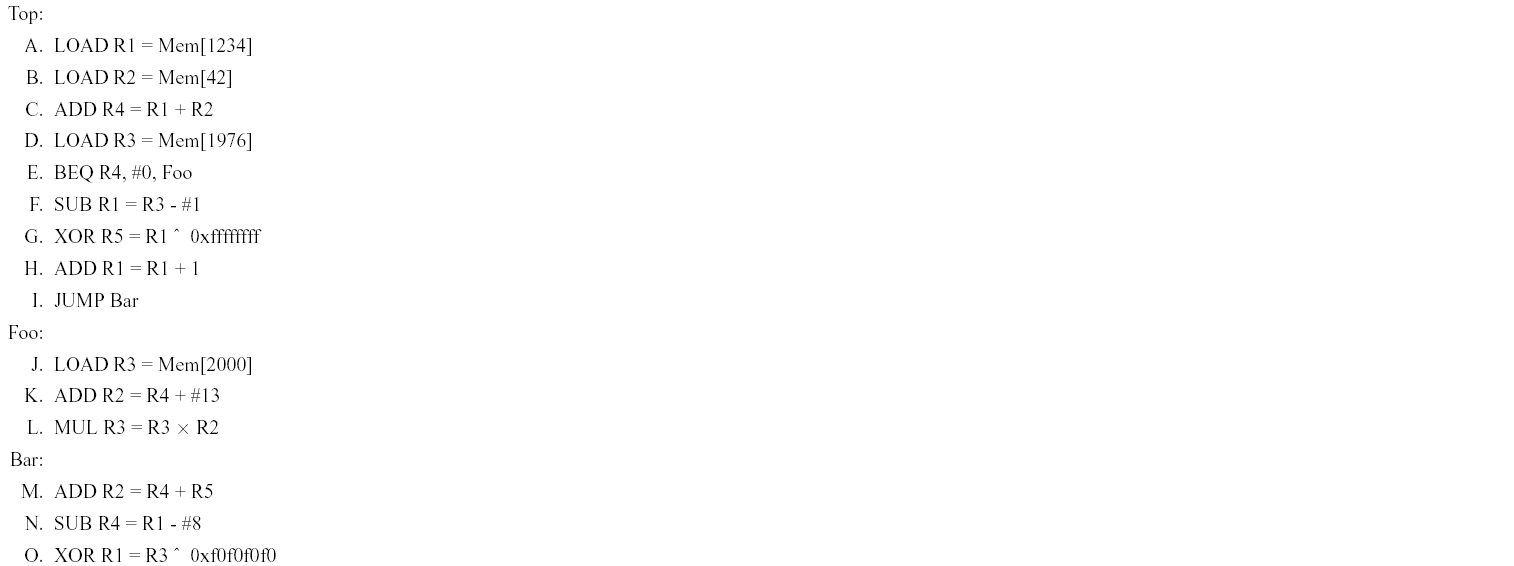 Problem 1. Exploring Instruction Flow and and Instruction level parallelism: Calculate the