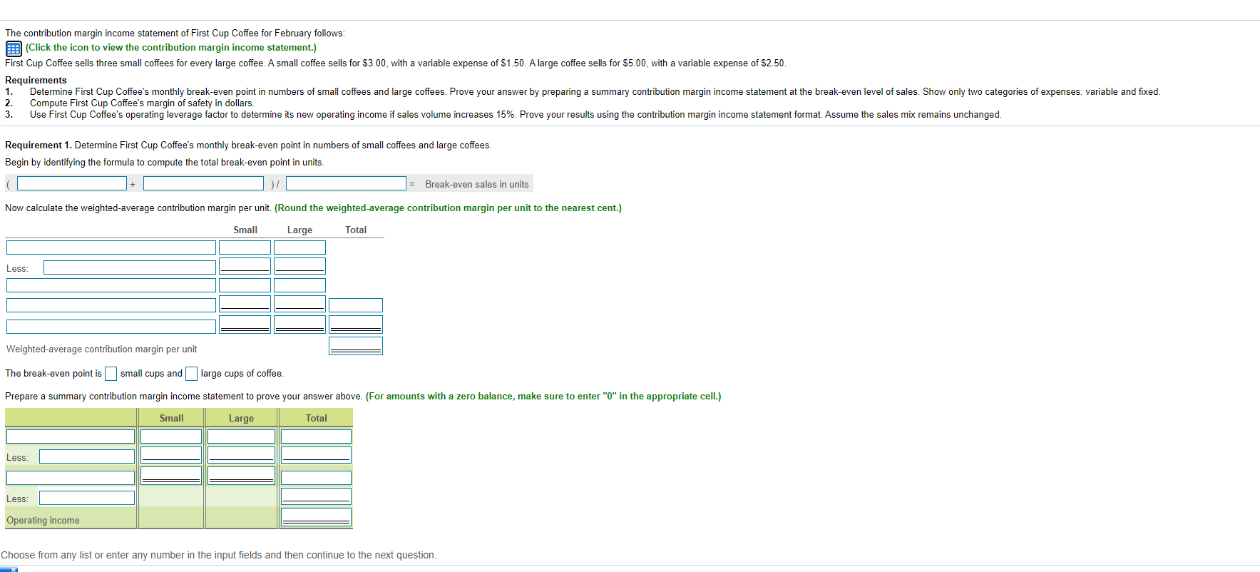 the Month Ended February 29 Sales revenue Variable expenses: Cost of goods