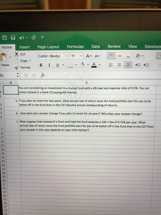  Home Insert Page Layout Formulas Data Review View Develope Calibri (Body)