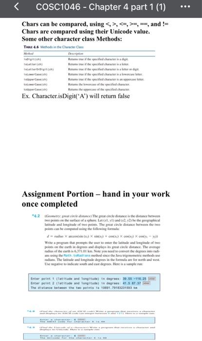  Chars can be compared, using ,=,==, and != Chars are compared