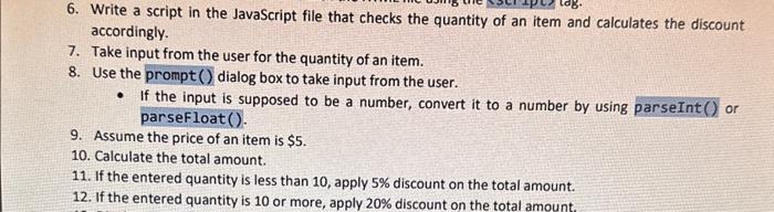 write a script in the javascript that checks the quantity of an