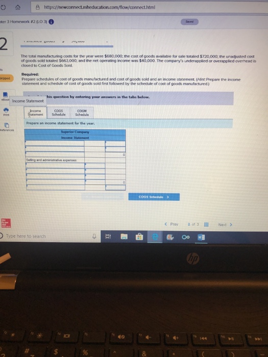 #2 (LO 3) Problem 3-13 Schedules of Cost of Goods Manufactured and