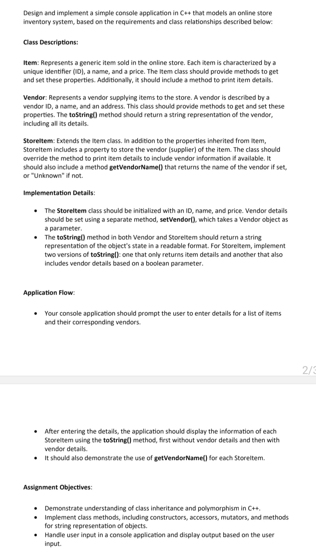  Design and implement a simple console application in C++ that models