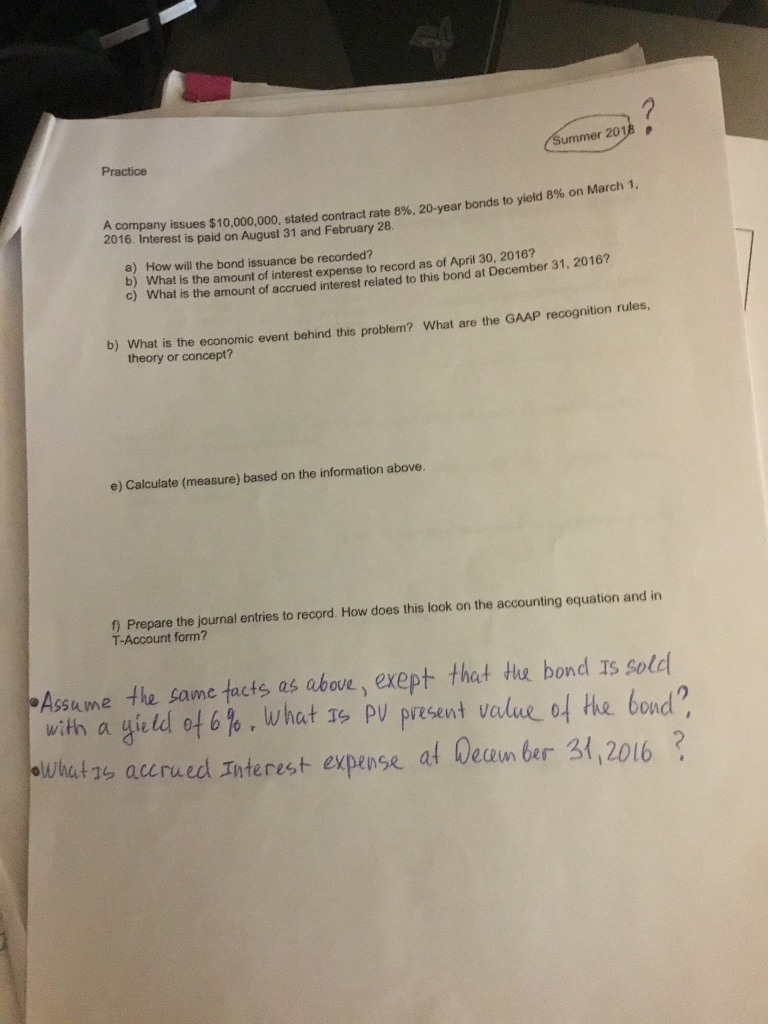 mmer 2018 Practice A cor 201 y issues $10,000,000, stated contract