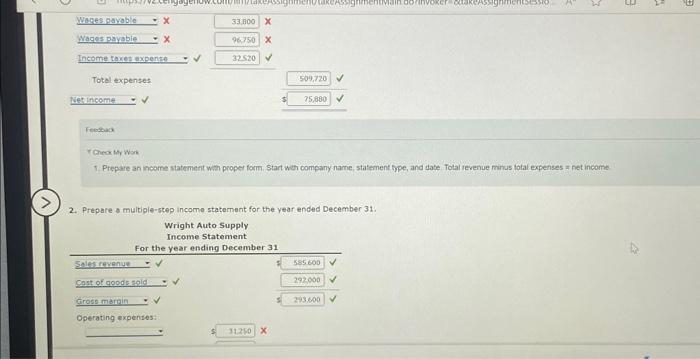 31. 1. Prepare a single-step income statement for the year ended December
