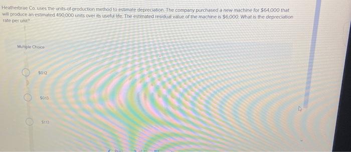  Heatherbrae Co uses the units-of-production method to estimate depreciation The company