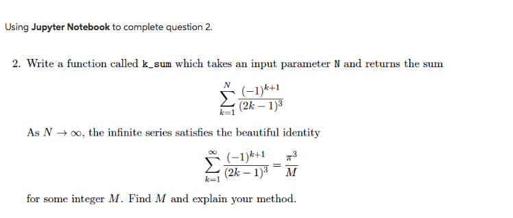 numpy to complete this assignment. These questions require only the standard Python