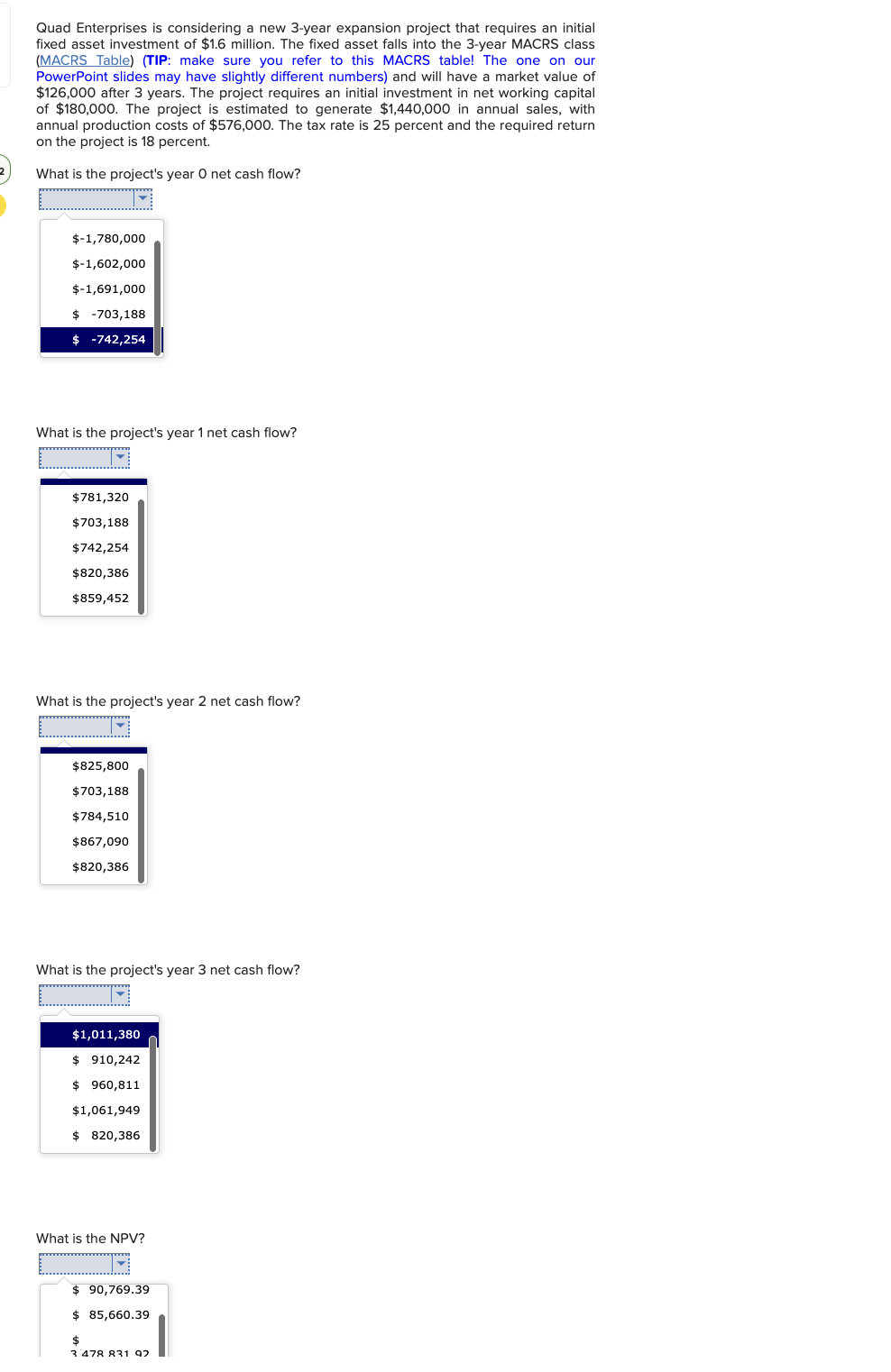 Please answer and show all work Quad Enterprises is considering a new