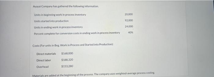  Costs (For units in Beg Work in Process and Started into