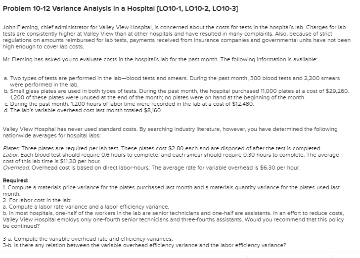  Please use boxes and show all work. Problem 10-12 Varlance Analysls