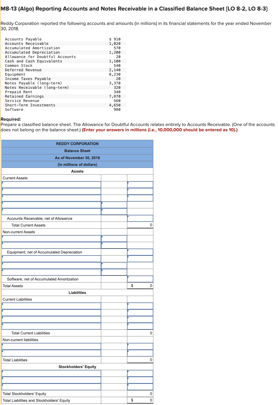  CH8: Q3M8-13(Algo) Reporting Accounts and Notes Receivable in a Classified Balance