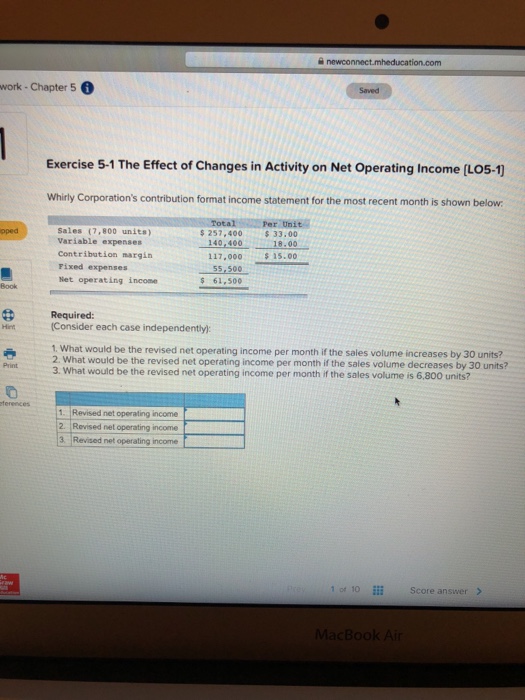  newco tion.com work -Chapter 5 Exercise 5-1 The Effect of Changes