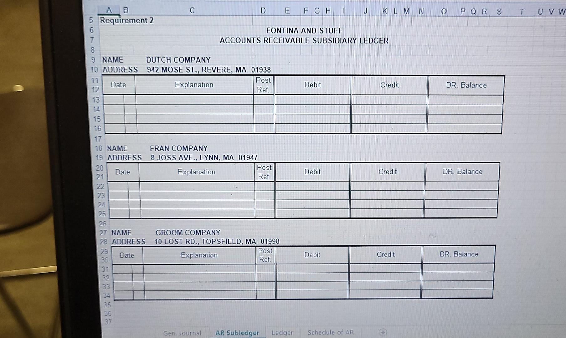 eral ledger as appropriate. 3. Prepare a schedule of accounts receivable for
