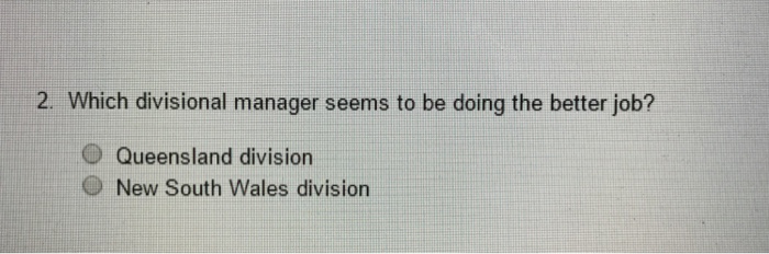 operating data for two divisions of Outback Brewing, Ltd. of Australia are