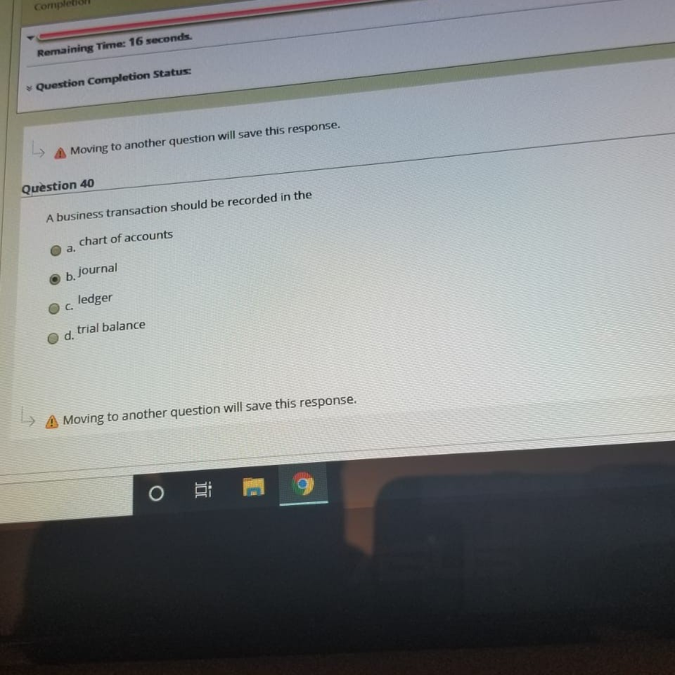  comp Remaining Time: 16 seconds. Question Completion Status: A Moving to