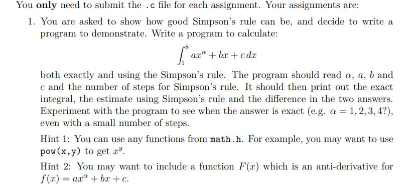 You only need to submit the . c file for each