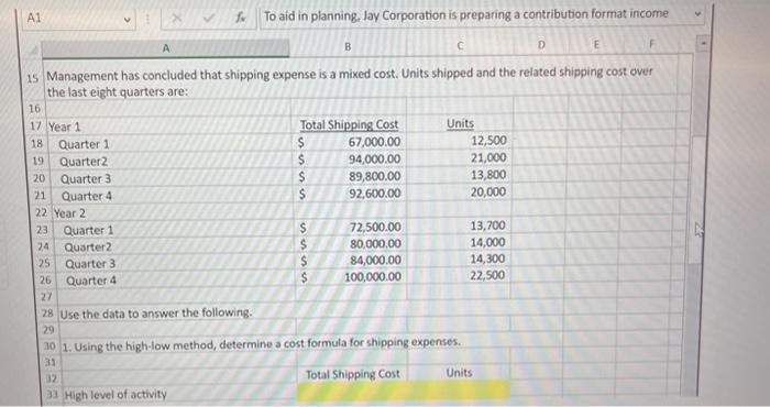 a formula. Click OK to begin. Management has concluded that shipping expense