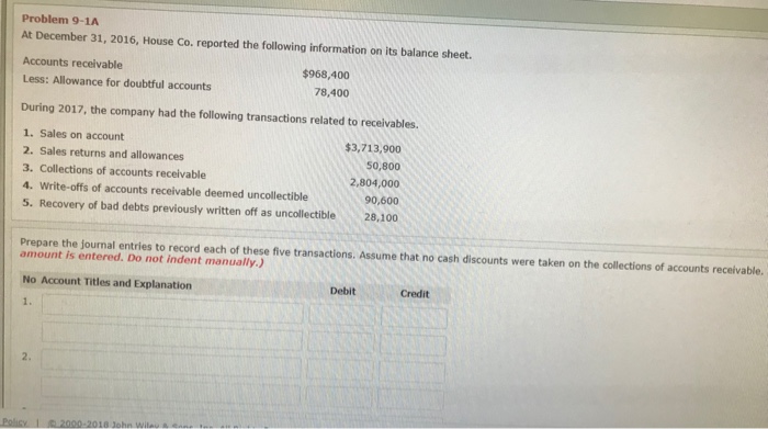  How would I solve this problem? Problem 9-1A At December 31,