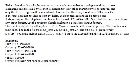  In c. With a makefile. Write a function that asks the