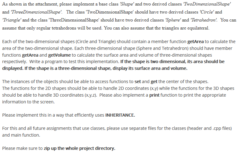 Code in C++ - Read all instructions: Sample output: As shown in