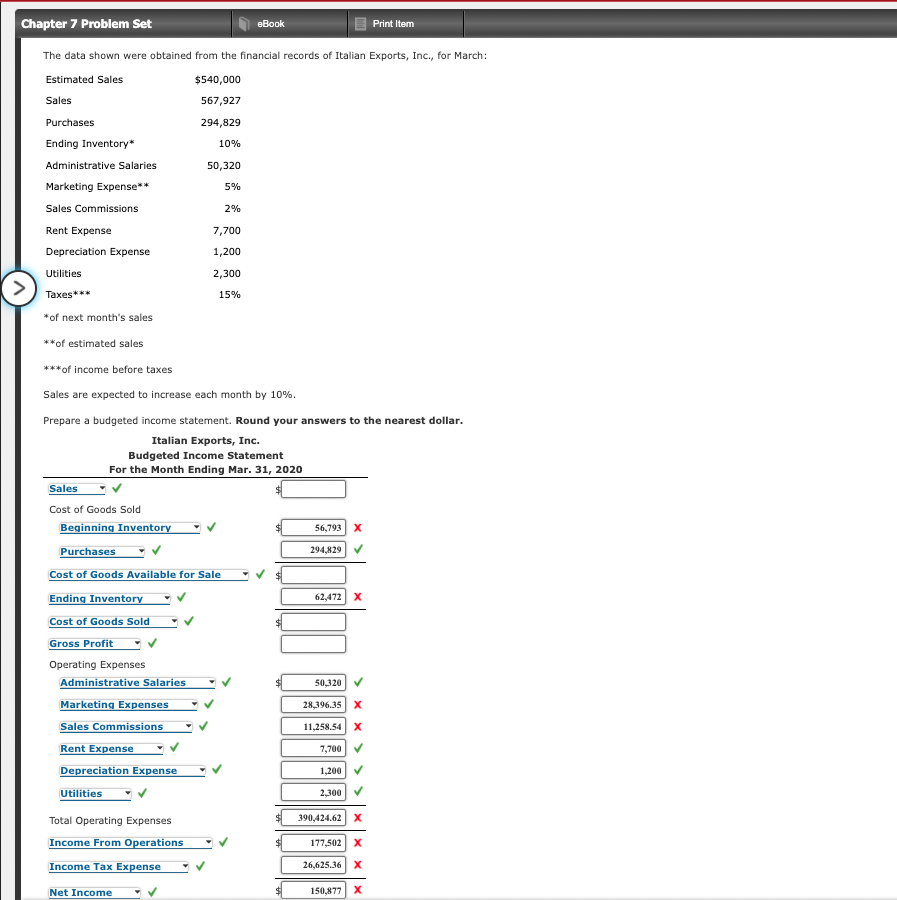 eBook Chapter 7 Problem Set Print Item The data shown were