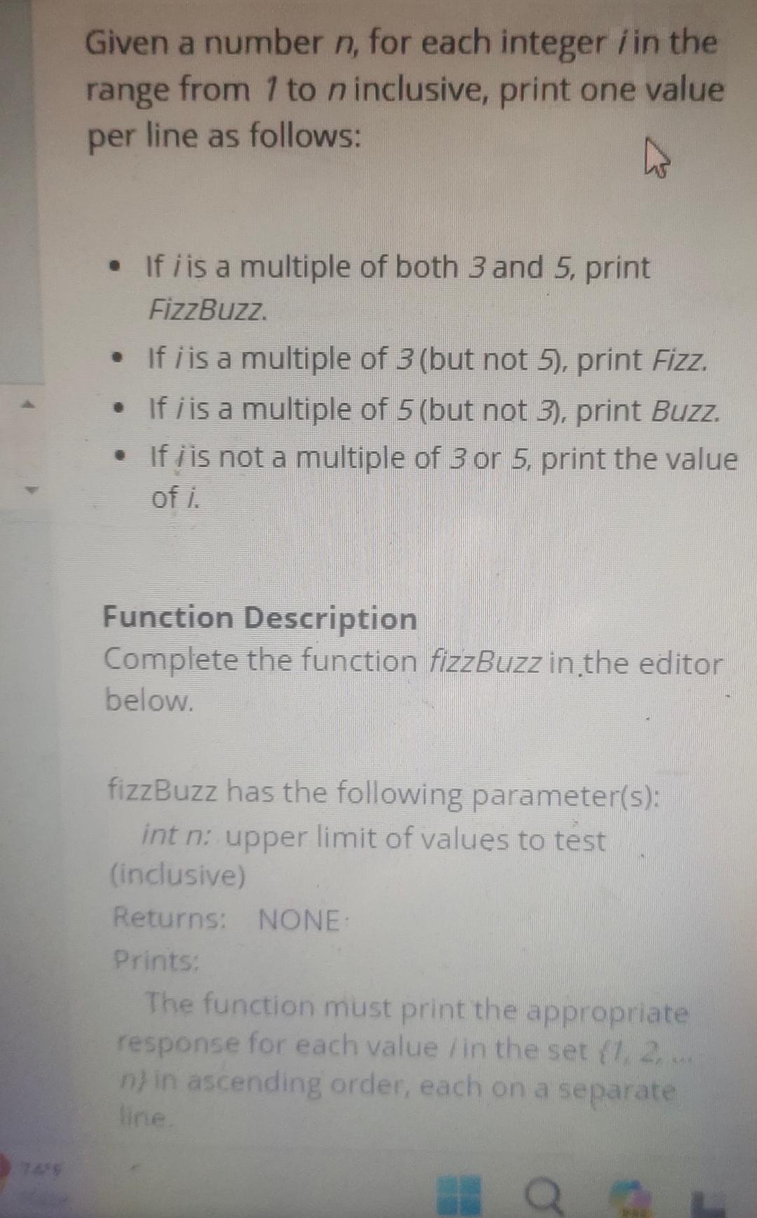  Given a number n, for each integer i in the range
