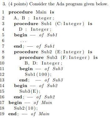 Ada is a statically scoped language. In the above program, the