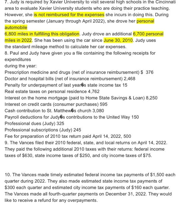the following forms and schedules to complete the project: Form 1040, Schedule
